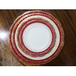 An extensive Royal Albert part Dinner and Tea Service, the service decorated in red and gold