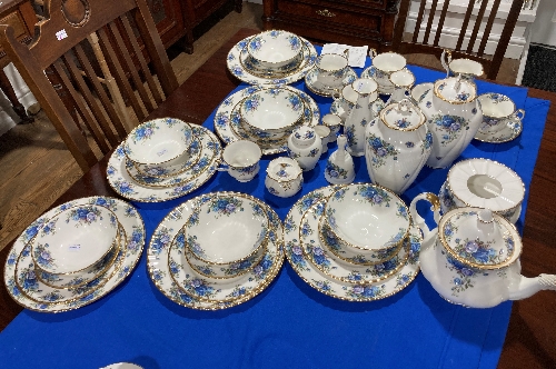 A Royal Albert 'Moonlight Roses' pattern part Dinner and Tea Service, to include a 'Posy Bowl' , sic