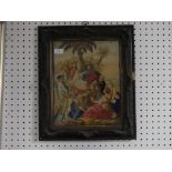 A Victorian embroidered Biblical Picture, depicting Jesus preaching to his desciples, 14in x 11in (