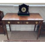 A 19th century mahogany Side Table, the rectangular top with reeded edge above to frieze drawers, on