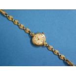 A 9ct gold Rotary lady's dress Wristwatch, engraved inscription for 1966, on foliate hexagonal