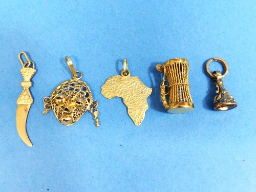 A collection of eleven 18ct yellow gold Charms / small Pendants, eight marked including Maltese - Image 2 of 2