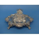 A Victorian silver Inkstand, by Henry Wilkinson & Co., hallmarked Sheffield, 1851, of pierced