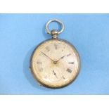 A continental 'Fine Silver' open face Pocket Watch, key wound, the foliate engraved silver dial with