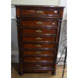 A 19thC French walnut Secretaire Chest of Drawers, the top central drawer above three faux drawers