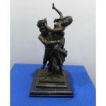 A bronze figural group of Persephone and Hades, on marble base, signed 'Daniel Leroc', 15?in (