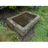 An antique granite rectangular Trough, large, 48in long x 35in wide x 14in high (122cm x 89cm x 35.