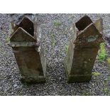 A pair of Victorian terracotta Gothic-style Chimney Pots, one damaged at top, 33in high x 12½in wide