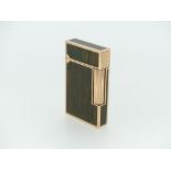 S. T. Dupont, Paris, 'Laque De Chine' gold plated and green/gold lacquer inlay lighter.