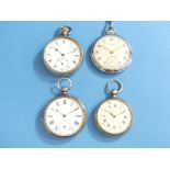 A silver cased open face Pocket Watch, key wind, the white enamel dial with black Roman numerals and