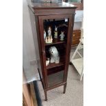 An Edwardian mahogany glazed Cabinet, the glazed door enclosing three shelves, raised on square