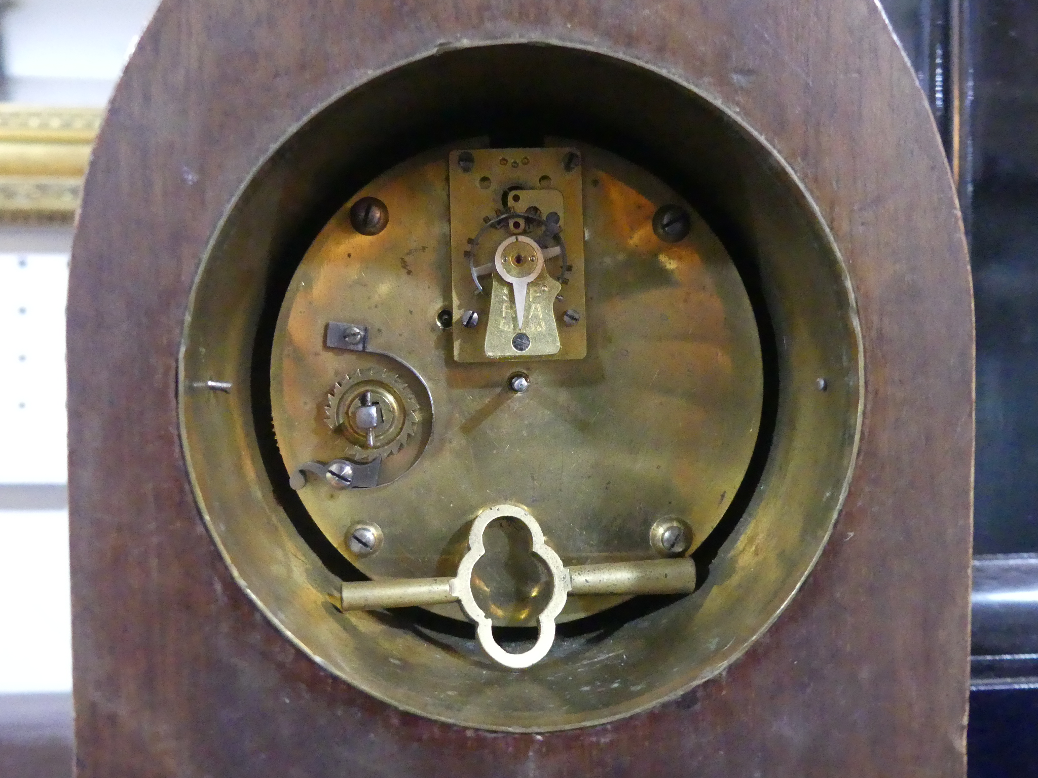 A handsome Victorian black slate Mantel Clock, the eight day movement striking on a bell, 14in - Image 5 of 5