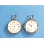 A silver cased open face 'The Express English Lever' Pocket Watch, key wind, the white enamel dial