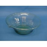 A 19thC Nailsea Glass clear crystal Cream Bowl, of flared circular form with a folded rim and