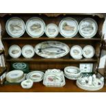 A Portmeirion pottery 'The Complete Angler British Fishes' fifteen piece part-service, and a set