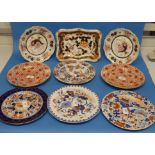 A small quantity of early 19thC Ironstone Plates, mostly Masons, including two Imari pattern