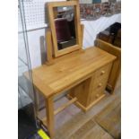 A good quality modern light wood Desk/Dressing Table, with removable mirror and three side