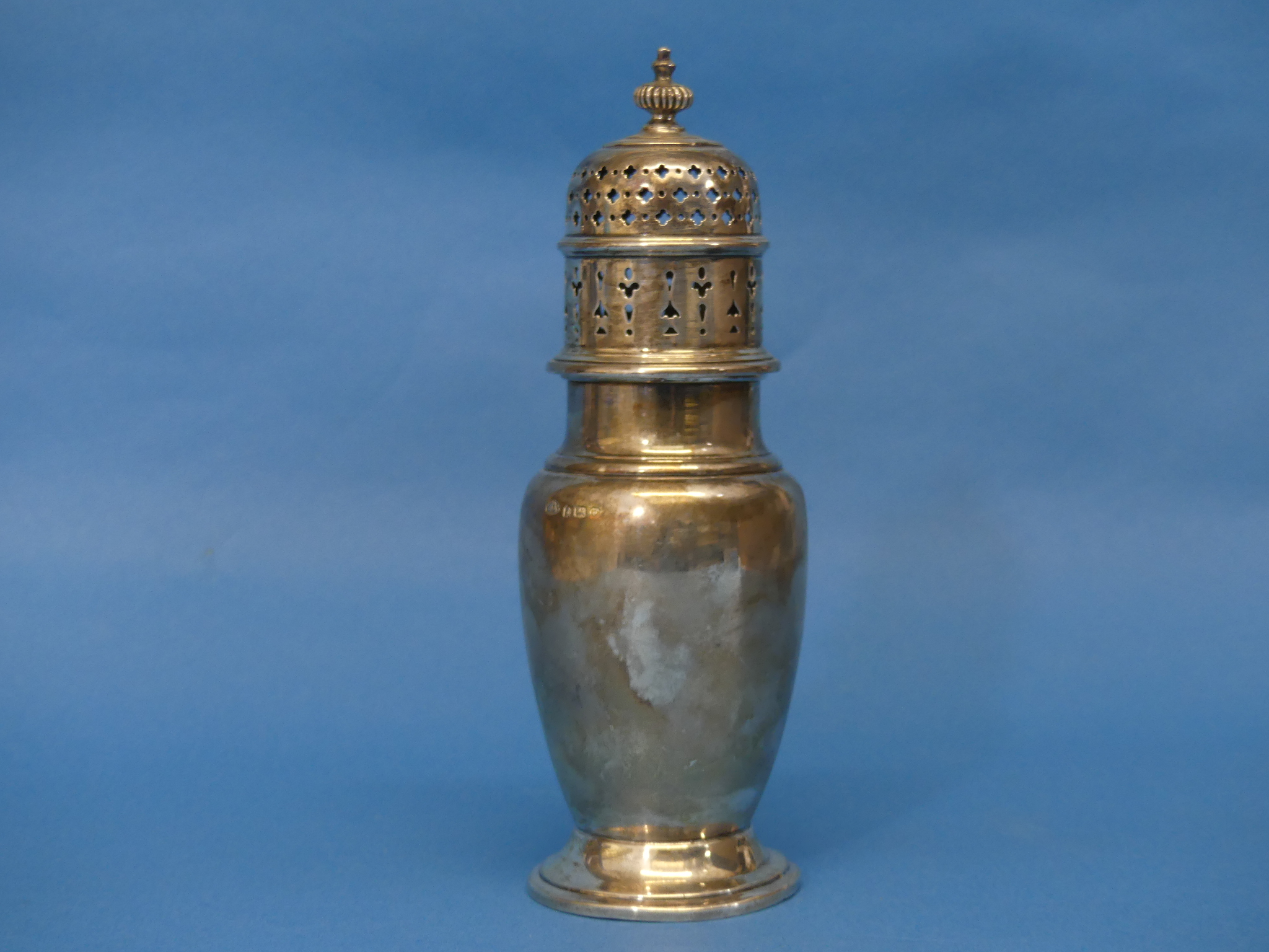 A George V silver Sugar Caster, by Adie Brothers Ltd., hallmarked Birmingham 1933, of baluster