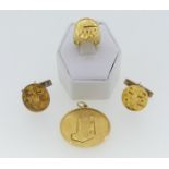 A pair of 18ct gold Cufflinks, the front with scorpion design, 11g, together with a small Eastern