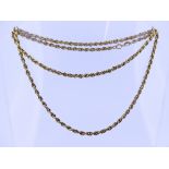 An 18ct yellow gold ropetwist Chain, 24in (61cm) long, approx total weight 8.5g.