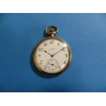 An Elgin gold-plated open faced Pocket Watch, the white circular dial with black Arabic numerals and