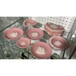 A small quantity of Wedgwood Jasperware, all of pink ground, to include six Trinket Dishes, one