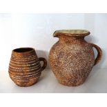 A Waistel Cooper studio pottery Jug, signed, 6in (15.25cm) high, together with a studio pottery mug,