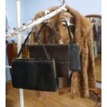 Vintage Fashion and Textiles: three Mappin & Webb lizard skin handbags, black, dark navy and