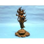 A late 19th century Japanese bronze figure of Fudo Myo-O, God of Fire also known as Acala,