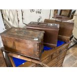 Three vintage hand-cranked Sewing Machines, with cases, including models by Singer and Wheeler &