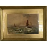 Thomas Bush Hardy R I (1842-1897), Dutch Trawlers Outward Bound, signed, inscribed and dated 1887,