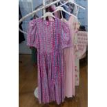 Vintage Fashion, Laura Ashley circa late 1970s/early 1980s: A pink ground candy-striped print cotton