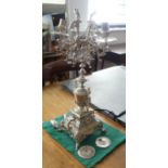 An ornate silver plated four-light centre-piece, incomplete.