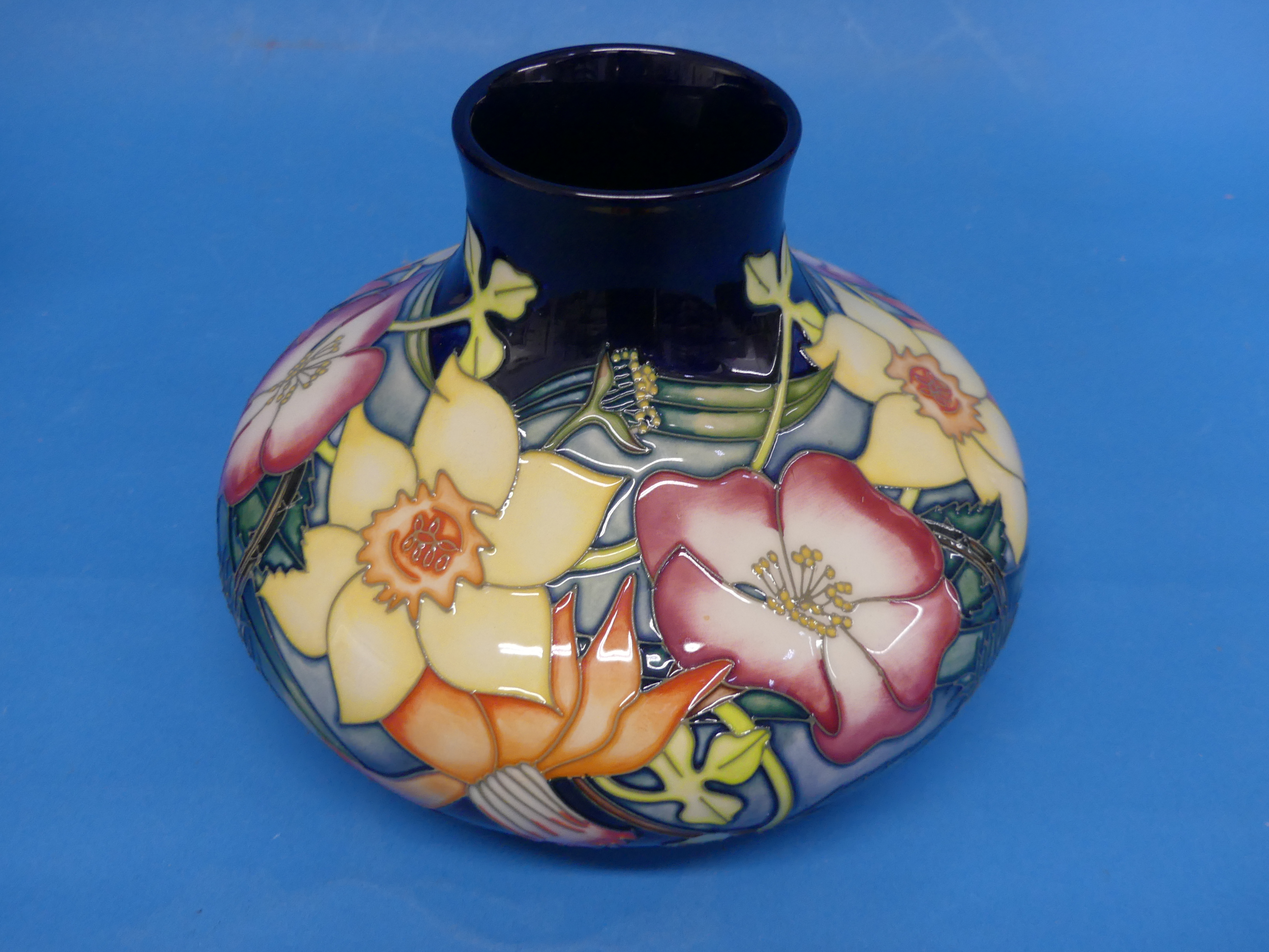 A Moorcroft pottery squat Vase, stamped Golden Jubilee 2002 with ERII cipher, dated 2001, - Image 3 of 6