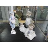 Two Royal Doulton Figurines, Grace HN 2318, and Harlequin HN 2186, together with two Nao