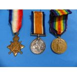 Three W.W.1 Campaign Medals; a 1914-1915 Star, named to 880 Dvr. E. Leggett. R.F.A., a British War