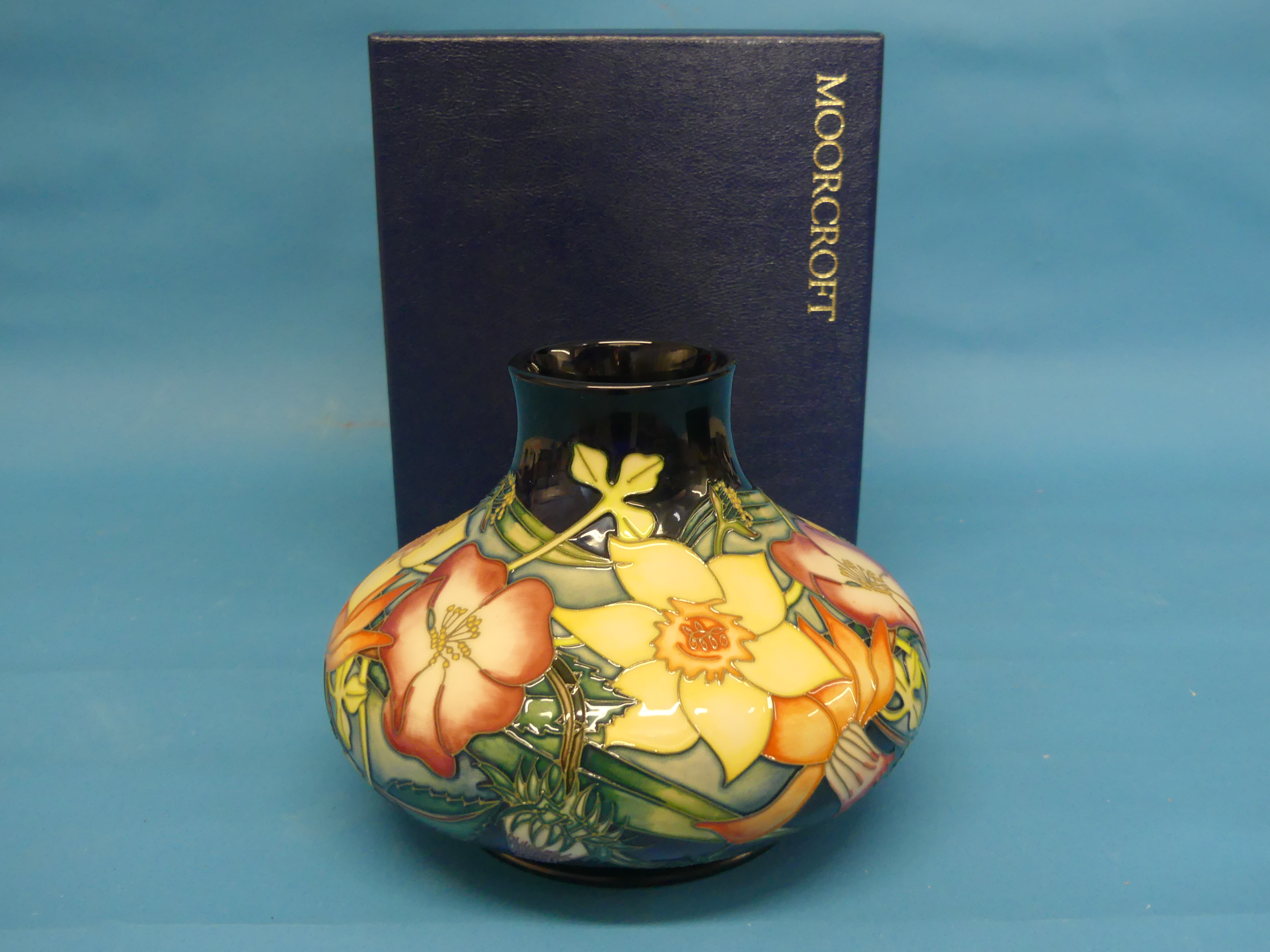 A Moorcroft pottery squat Vase, stamped Golden Jubilee 2002 with ERII cipher, dated 2001, - Image 2 of 6