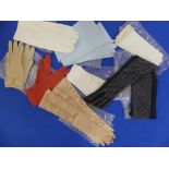 Vintage Fashion: sixteen pairs of mid 20thC ladies Gloves, including two pairs of white kid leather,