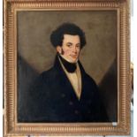 19th century School, Portrait of a Gentleman in black jacket and necktie, oil on canvas, 26in x 23in