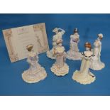 Six Coalport Ladies, Golden Age Collection: Alexandra at the Ball, Georgina, Charlotte a Royal