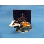 A Royal Crown Derby 'Moonlight Badger' Paperweight, exclusively produced for the Royal Crown Derby