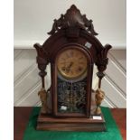 An early 20th century Ansonia Clock Co. 'Windsor' shelf Clock, 12½in (31.75cm) wide x 21in (53.25cm)