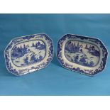 A pair of late 18th century Chinese blue and white porcelain meat plates, of octagonal form,