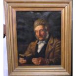 F. M. Wisebridge (?) (19th century School), Portrait of a gentleman reading a book, oil on canvas,