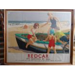 After Leonard Cusden (British, 1898-1979), 'Redcar - It's Quicker by Rail', LNER tourism poster,