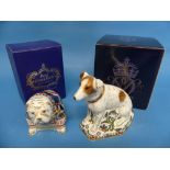A Royal Crown Derby 'Parson Jack Russell Terrier' Paperweight, the animal decorated with floral
