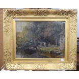 •Ype Heerke Wenning (Dutch, 1879-1959), Boat by a riverbank in wooded landscape, oil on canvas,