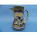 Macintyre Moorcroft Florian ware hot water Jug, lacks cover and handle cracked, marks to the base,