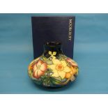 A Moorcroft pottery squat Vase, stamped Golden Jubilee 2002 with ERII cipher, dated 2001,
