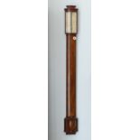 A George III mahogany mercury Stick Barometer, signed Ramsden Leneen, with signed silvered two-piece